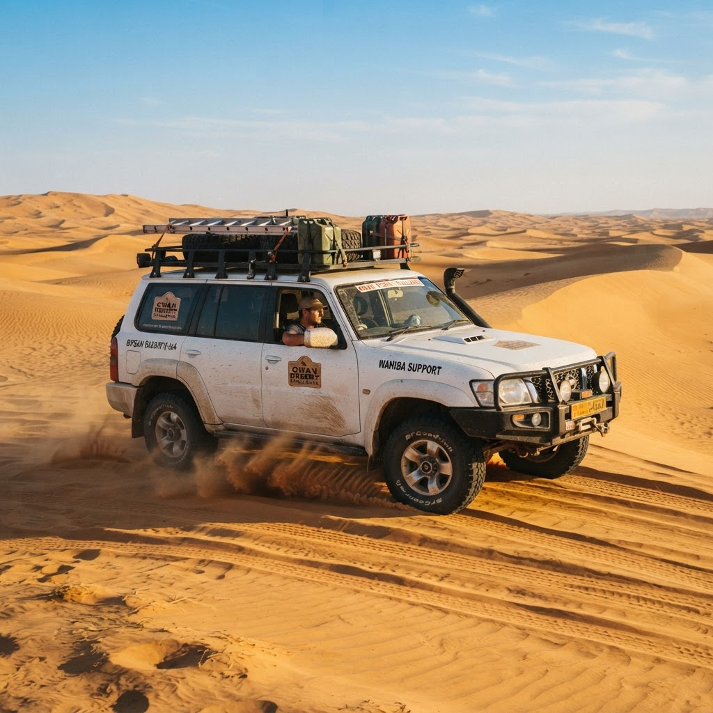Nissan Patrol — автомобіль супроводу із запчастинами, пальним, багажем і обладнанням для евакуації